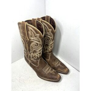 Durango Women's Crush Brown Heeled DRD0208 Snip Toe Boots Sz 9M